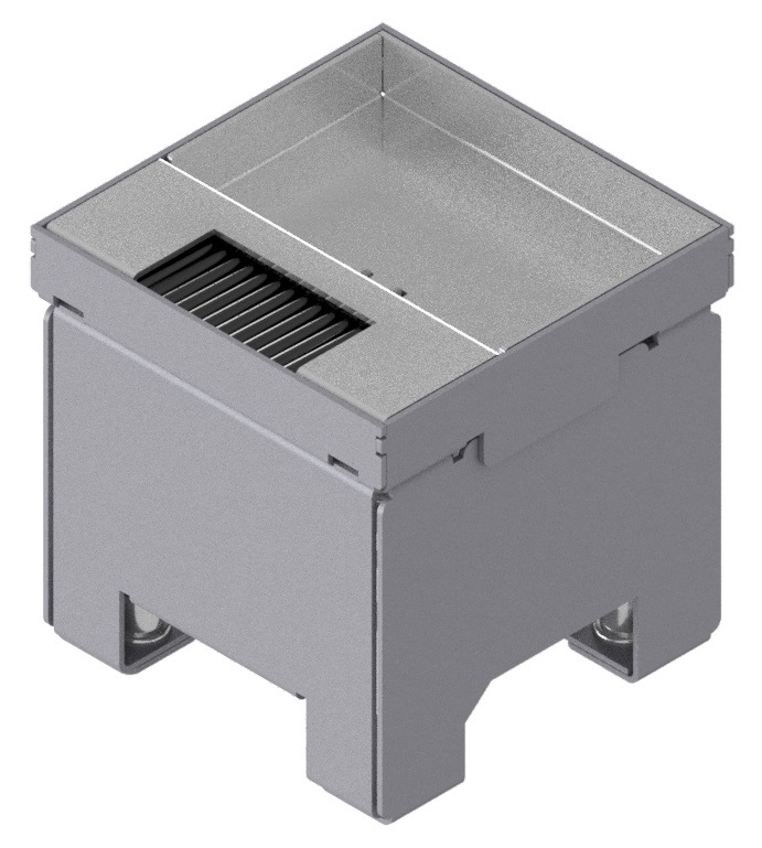Produktbild UBD 100 101  -  Unterflur-Bodendose UBD 100 inkl. Deckel mit Kante, geschlossen, 15mm Vertiefung und 1 Bürstenauslass
